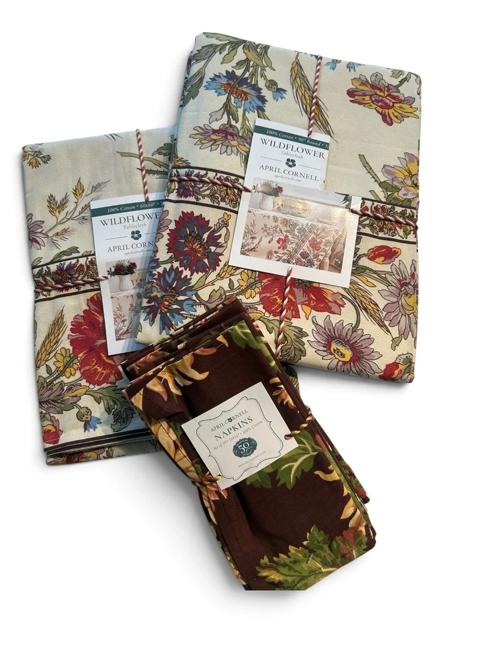 April Cornell Bundle NWT Wildflower Floral Tablecloths & Napkins - Cotton